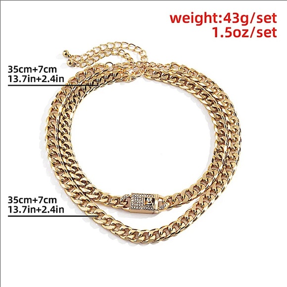 Silver Lock Zircon Choker Multilayered Choker - Picture 5 of 5